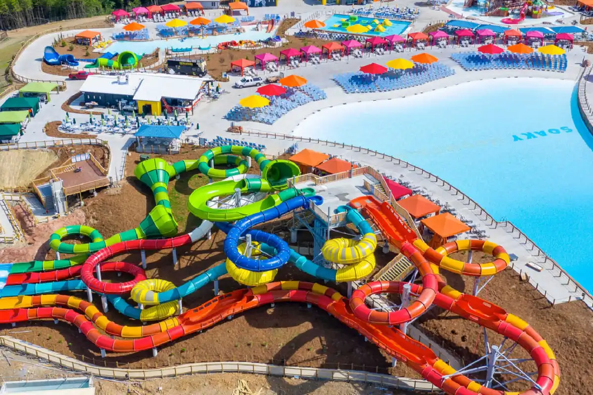 water park staff supervising attractions